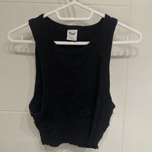 TNA Cropped Ribbed Black Tank